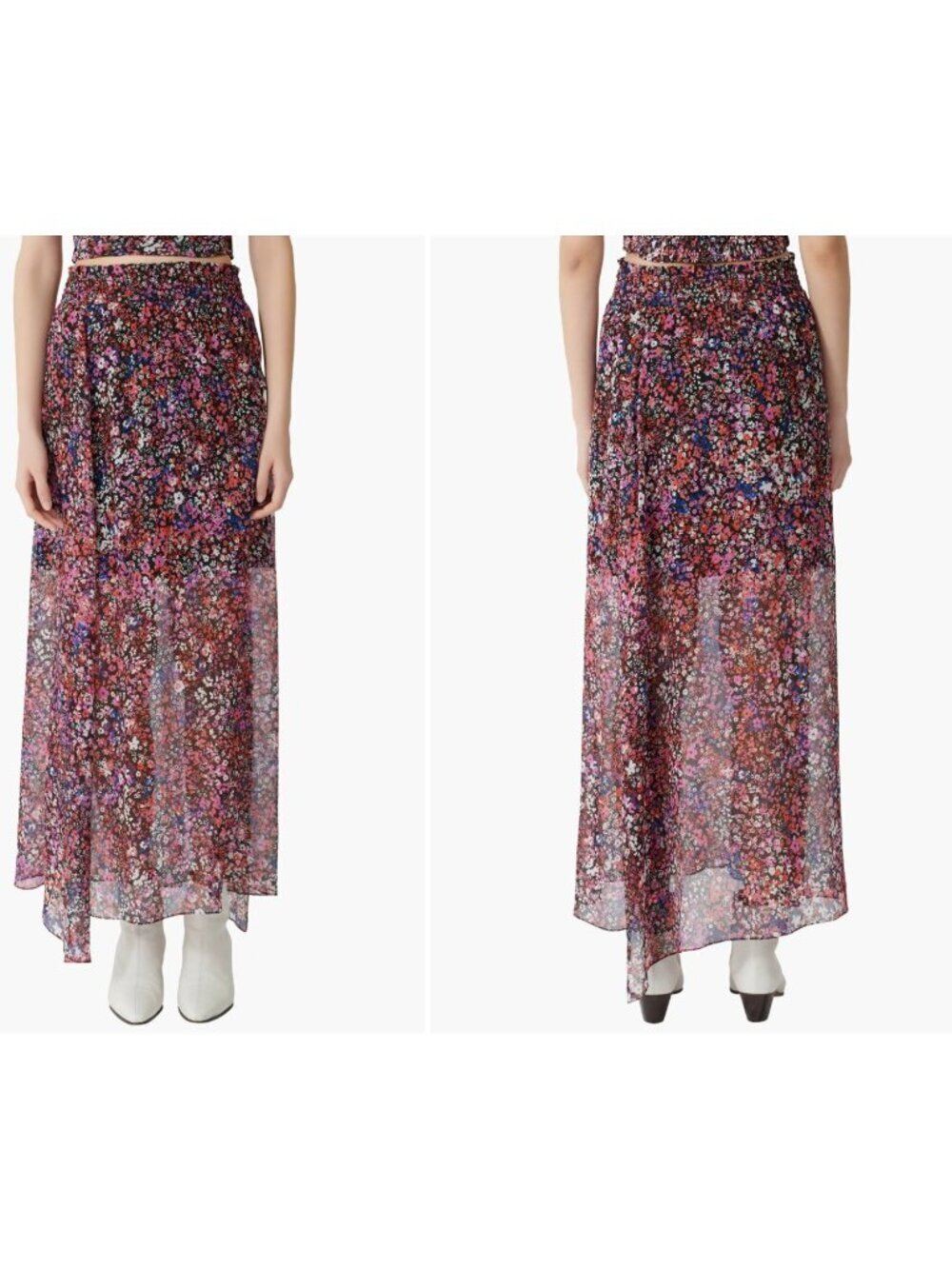 maje jehane silk floral skirt